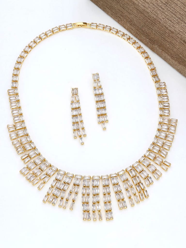 AD / CZ Necklace Set in Gold finish - THF1459