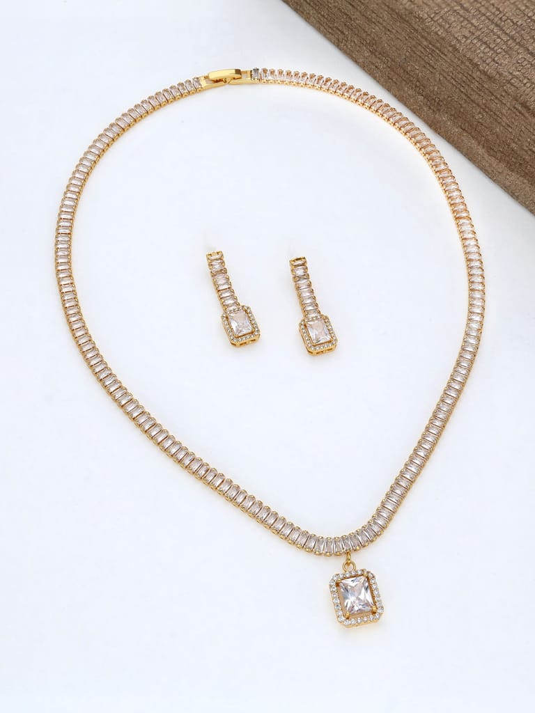 AD / CZ Necklace Set in Gold finish - THF1467