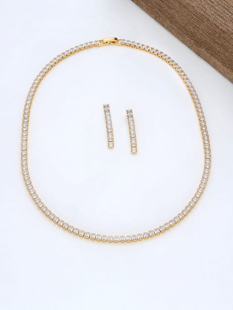 AD / CZ Necklace Set in Gold finish - THF1470