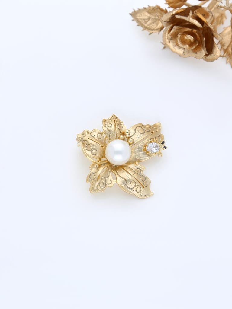 AD / CZ Brooch in Gold finish - THF1988
