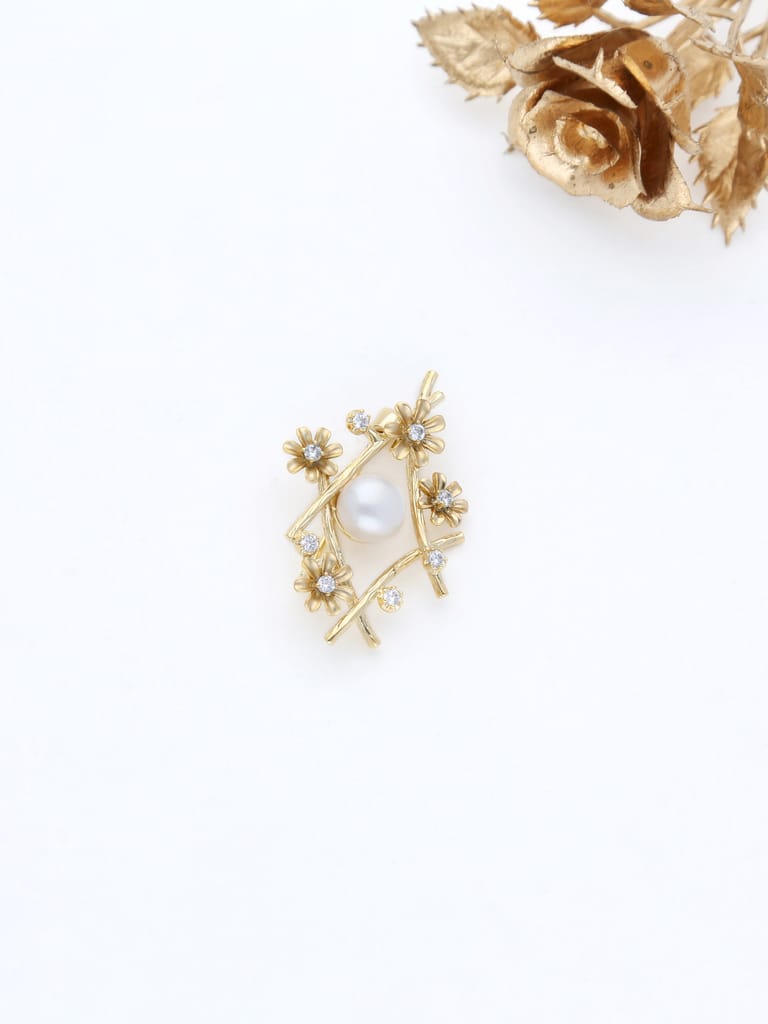 AD / CZ Brooch in Gold finish - THF2011