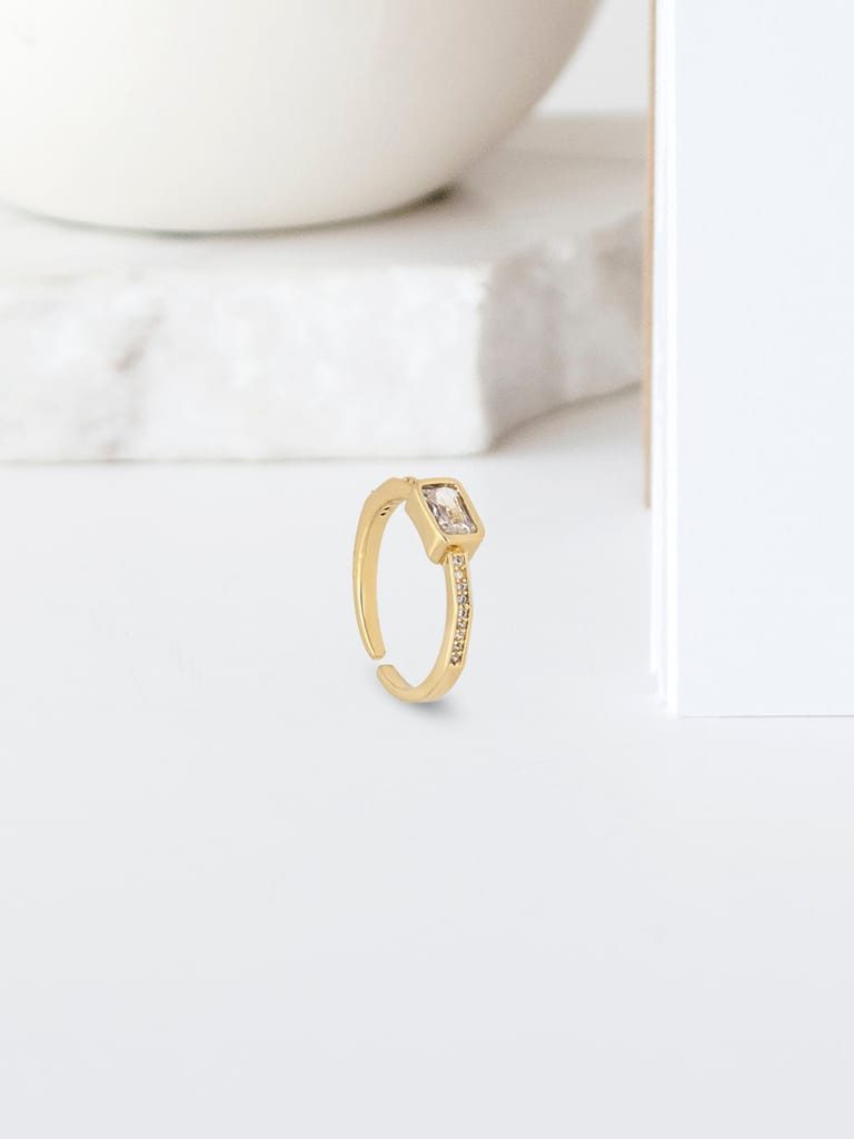 AD / CZ Adjustable Finger Ring in Gold finish - THF2039