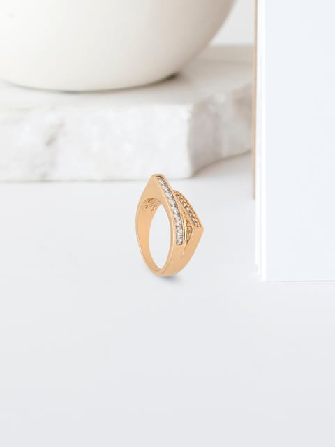AD / CZ Finger Ring in Rose Gold finish - THF2038