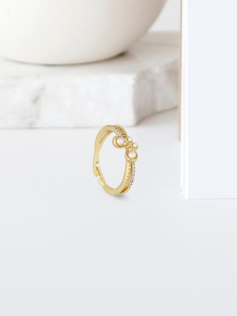 AD / CZ Adjustable Finger Ring in Gold finish - THF2053