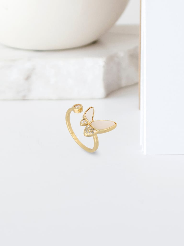AD / CZ Adjustable Finger Ring in Gold finish - THF2055