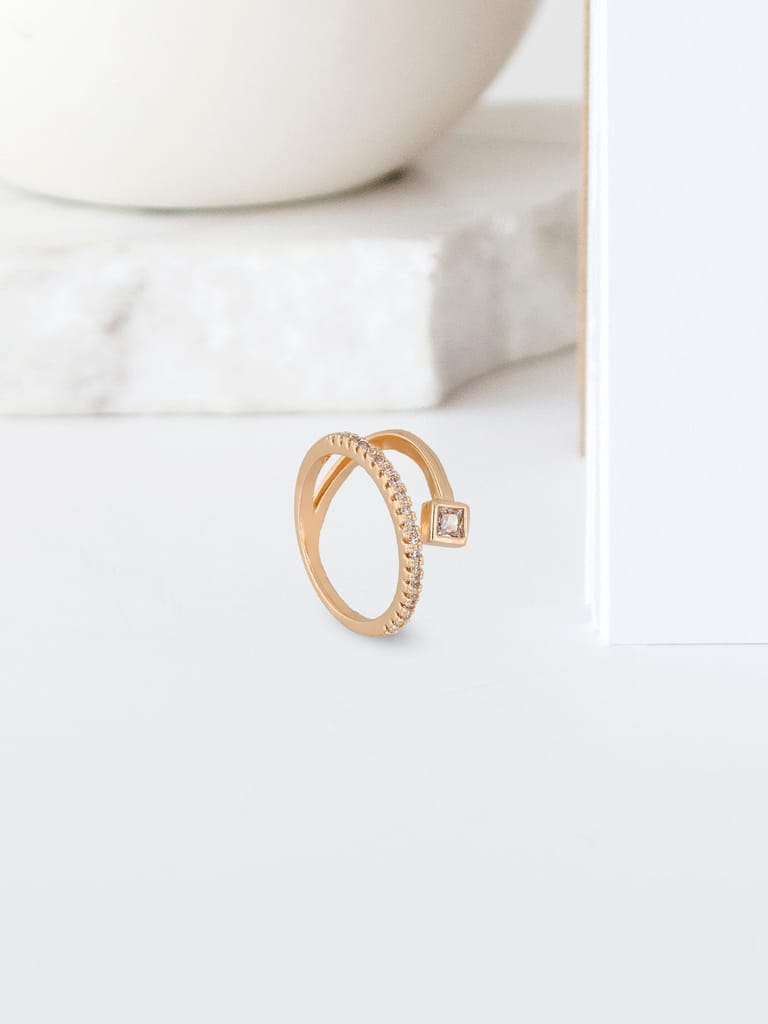 AD / CZ Adjustable Finger Ring in Rose Gold finish - THF2061