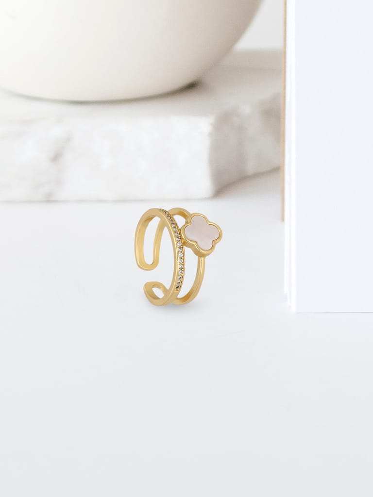 AD / CZ Adjustable Finger Ring in Gold finish - THF2063