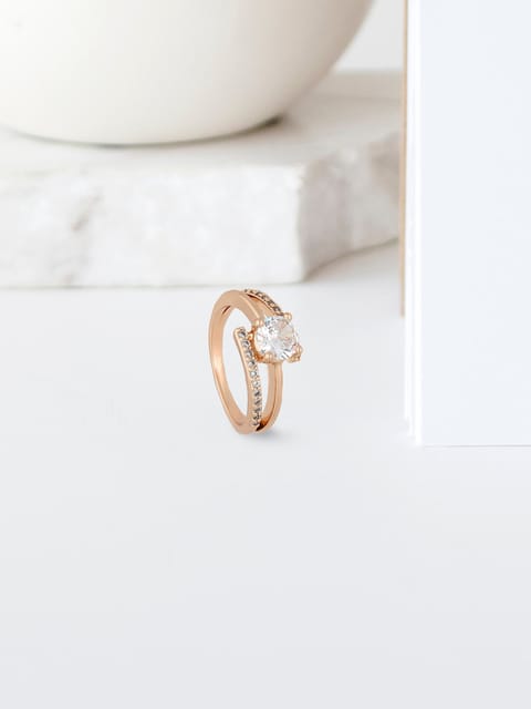 AD / CZ Finger Ring in Rose Gold finish - THF2067