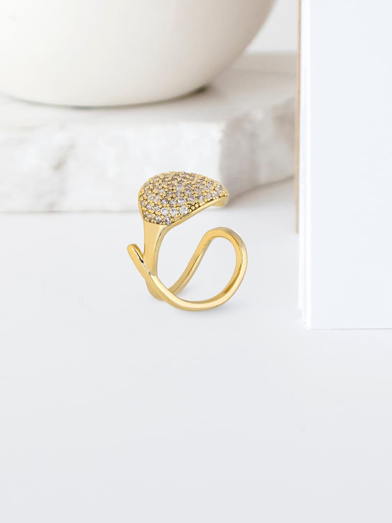 AD / CZ Adjustable Finger Ring in Gold finish - THF2080