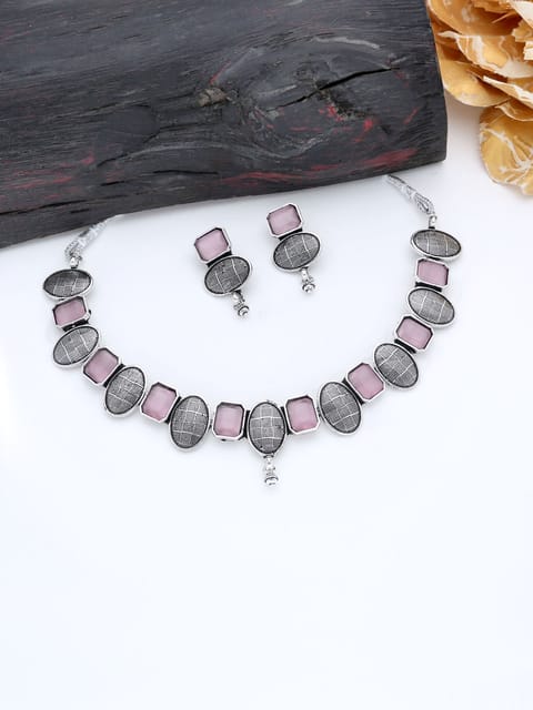 Traditional Necklace Set in Oxidised Silver finish - M5