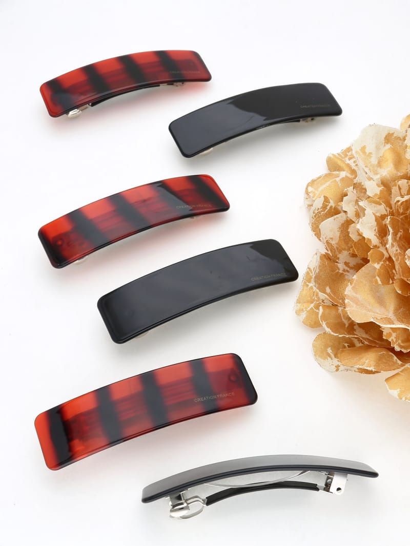 Plain Hair Clip in Black & Shell color - THF2118
