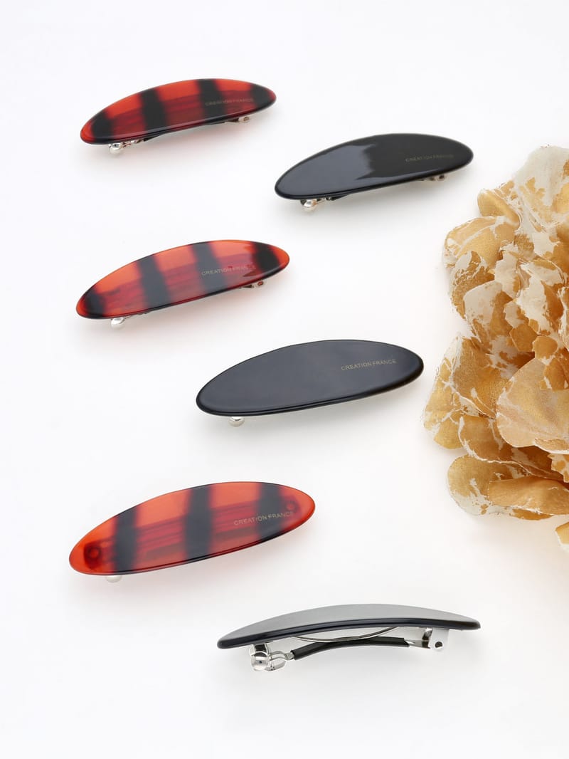 Plain Hair Clip in Black & Shell color - THF2138