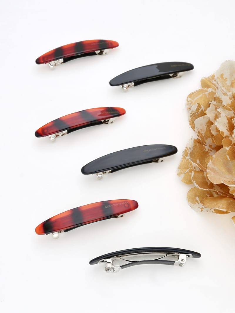 Plain Hair Clip in Black & Shell color - THF2140