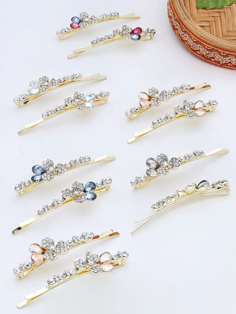 Fancy Side Pin in Assorted color and Gold finish - THF2155