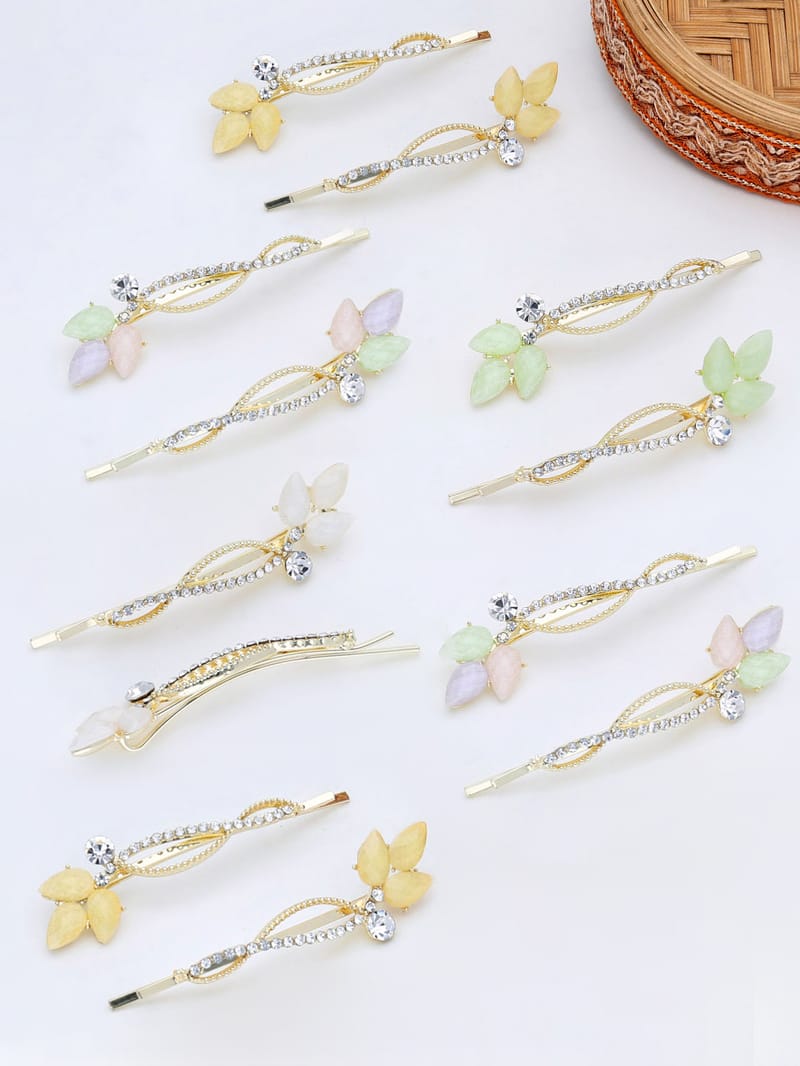 Fancy Side Pin in Assorted color and Gold finish - THF2157