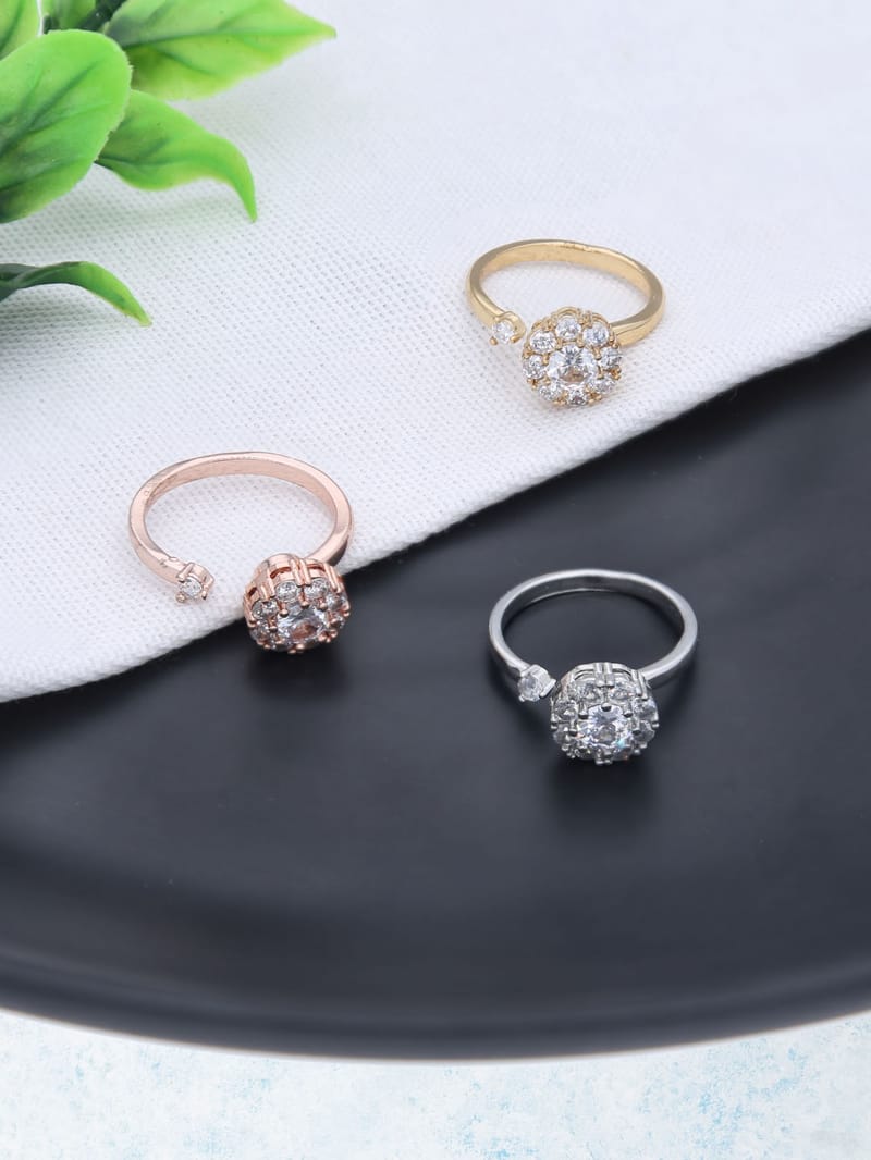 Rotating Finger Ring in Three Tone finish - THF2283