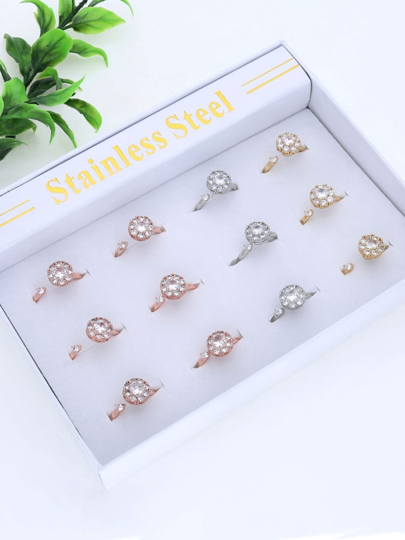 Rotating Finger Ring in Three Tone finish - THF2283