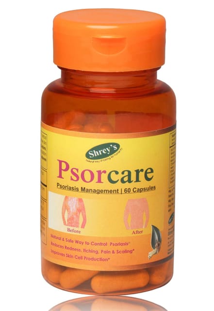 Psorcare for Psoriasis - 60 Capsules (Natural Formulation with Neem & Bhringraj Extracts) (1)