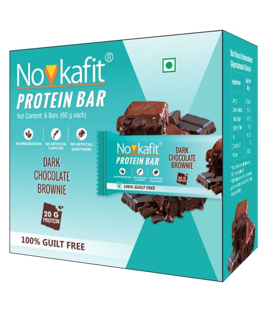 Novkafit® Instant Snacks Low Sugar, Hi-Protein Bar (2X60gm) (Dark Chocolate Brownie)