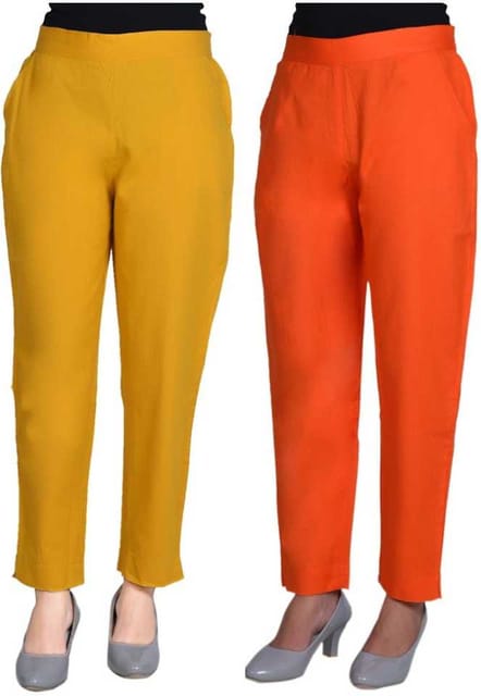 Adesa Regular Fit Women Yellow, Orange Trousers ( Mustard)