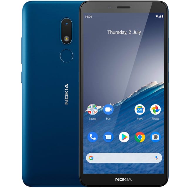 Nokia C3 Android 10 Smartphone with 2GB RAM 16GB Storage, All-Day Battery and Fingerprint Sensor – Nordic Blue