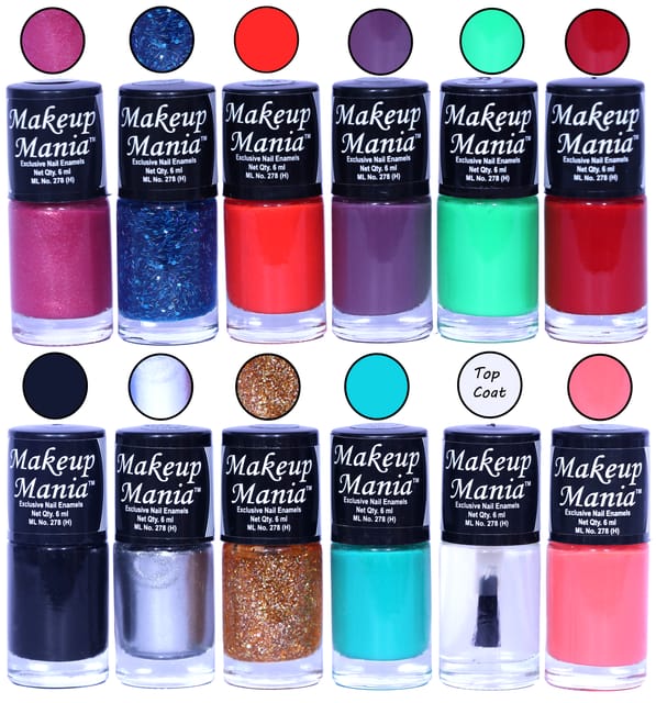 Makeup Mania Nail Polish Set of 12 Pcs, Nail Paint of 6ml each x 12 Pcs, MultiColor Combo Set No.142