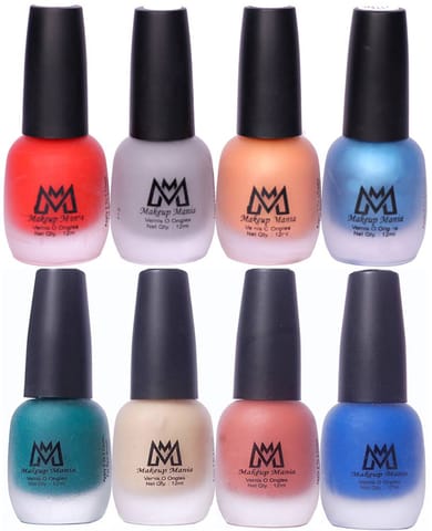 Makeup Mania Nail Polish Set, Velvet Matte Nail Paint Combo Set of 8 Pcs, Multicolor Nail Polish Combo (MM # 21-69)