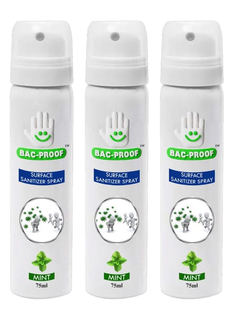 BAC-PROOF SURFACE SANITIZER SPRAY WITH MINT (PACK OF 3)