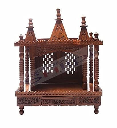 Shilpi Wooden Beautiful Handmade Sheesham Wood Folding Home Temple for Puja