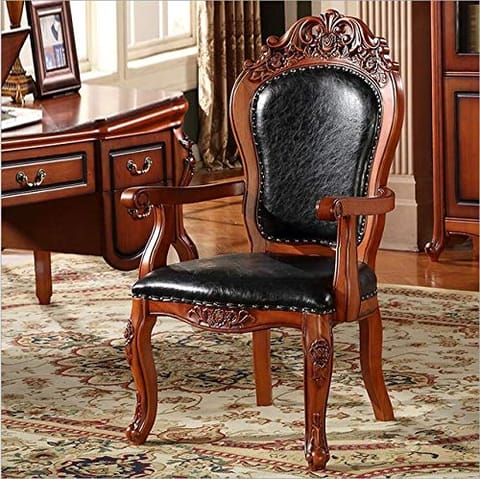 Shilpi Handicrafts Wooden Hand Carved Royal Look Chair (Black)