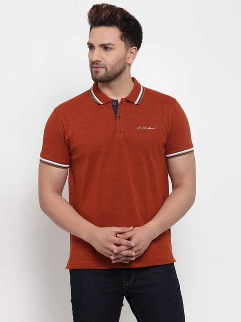 MENS T-SHIRT POLO NECK SOLID