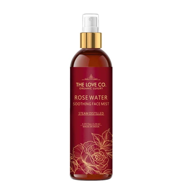 THE LOVE CO. Pure & Natural Rose Water, Steam Distilled Face Mist for all Skin Face & Hair - Kannauj Gulab Jal - Organic (Rose Water, 200Ml)