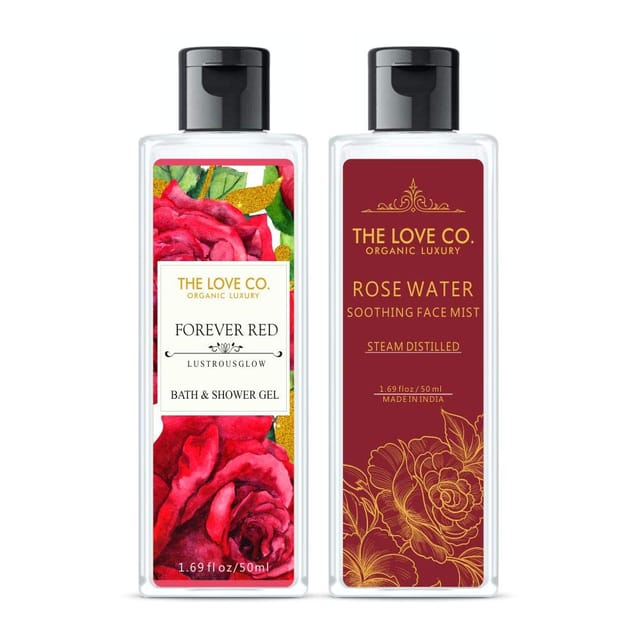 THE LOVE CO. Luxury Travel Pack, Combo Offer For Women & Men (Forever Red + Rose water) 50ml+50ml