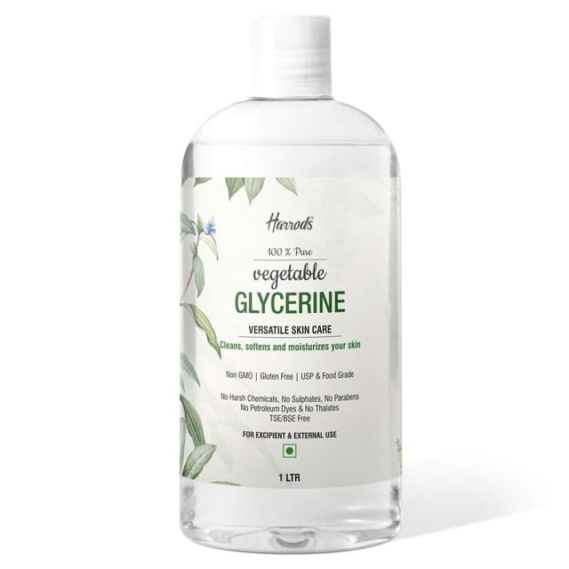 HARRODS Organic Liquid Glycerine for face: Pure Organic Ingredients,100% Vegan, Hypoallergenic Moisturizer And Skin Cleanser(1000) 1L