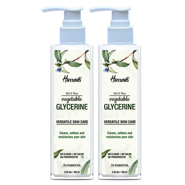 Harrods Organic Vegetable Glycerine Liquid Gel For face, Skin & Food (Glycerin 250Ml Pack of 2) 250ml