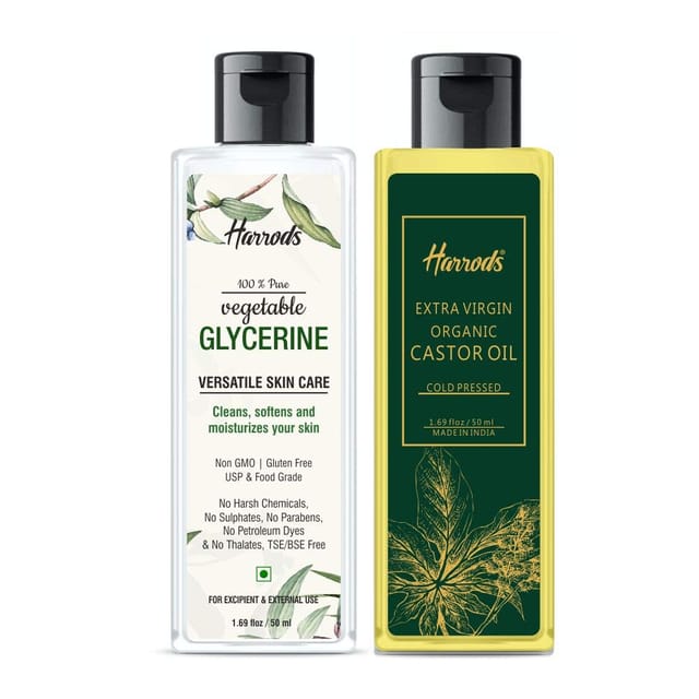 Harrods Organic Vegetable Glycerine Liquid For face (Glycerine 50ML + Castor Oil 50ML)