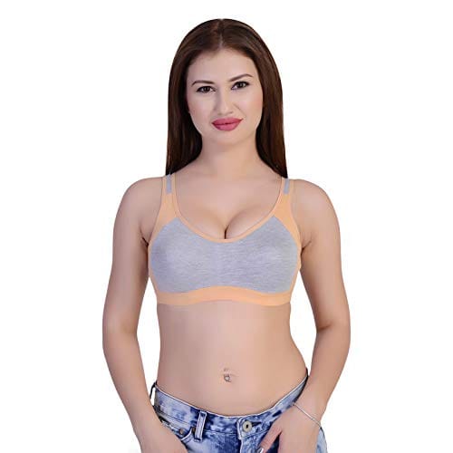 Caracal Women's Sports Bra for Daily Workout Gym Wear (Seamless) Size_30 (Skin Color) Combo Pack of 1