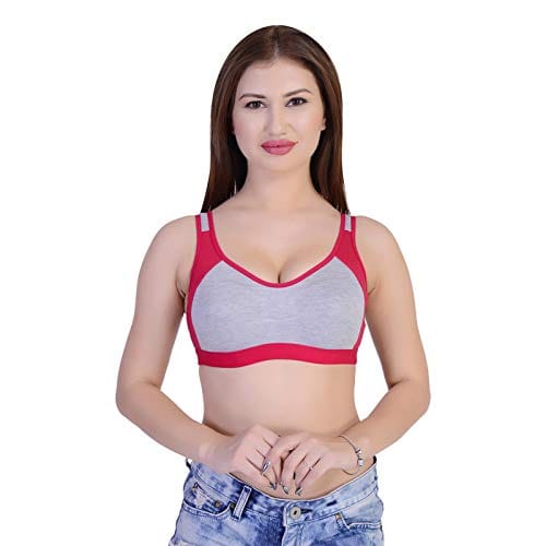 Caracal Seamless Daily Workout Gym Wear Sports Bra for Women's Size_34 (Pink Color) Combo Pack of 1