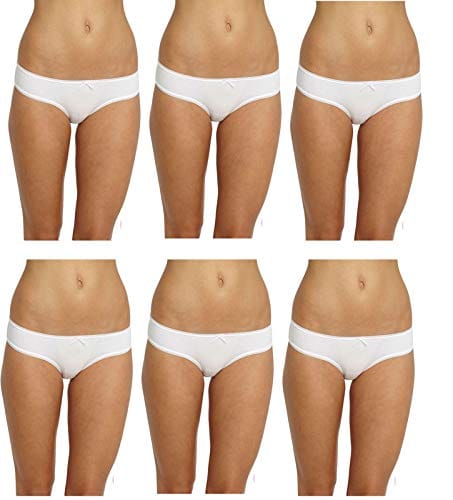 Caracal Panties for Women /Mid Waist Cotton Briefs or Undergarments for Girls & Ladies/Anti Bacterial Underwear/Solid/Plain White_ (Small) Combo Pack of 6