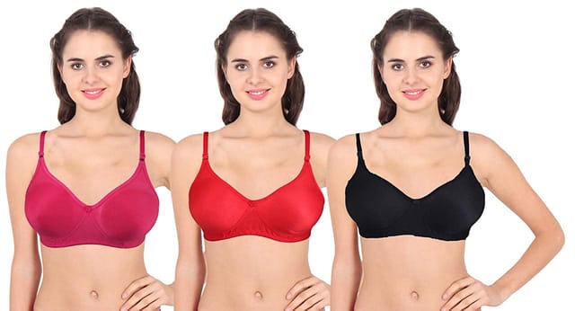 Caracal Women's Full Coverage Non Padded Seamless Moulded Bra (Multicolour) - Pack of 3 Size 30B Pack of 3
