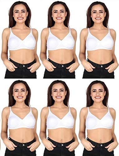 Caracal Women's Full Coverage Non Padded Seamless Moulded Bra White Color - Pack of 6 White Color Size 34B Pack of 6