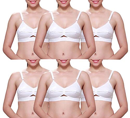 Caracal C Cup Cotton Bra for Women Full Coverage White (Size 34) Combo Pack of 6