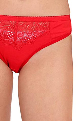 Caracal Bra & Panty Set for Women/Ladies and Girls Lingerie Set/Cotton/Non- Padded & Wireless/B Cup/Full Coverage/T-Shirt/Red (Size 34) Combo Pack of 1