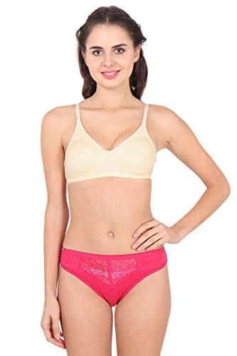 Caracal Seamless Cotton Bra for Women Full Coverage/Detachable Straps�/1 Pair Transparent Strap Free/Non-Wired, Non-Padded Skin (Size 36) Pack of 1