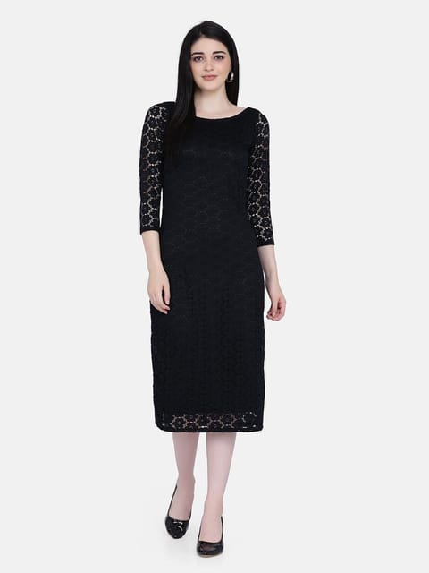 Eavan Black Lace Sheath Dress