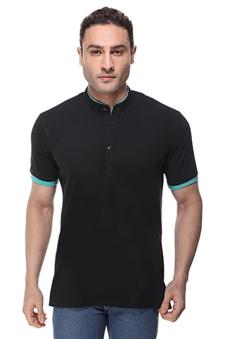 FRIENDHOOD Mens Polo T Shirt Solid Black Color Polo Neck Half Sleeve T Shirt