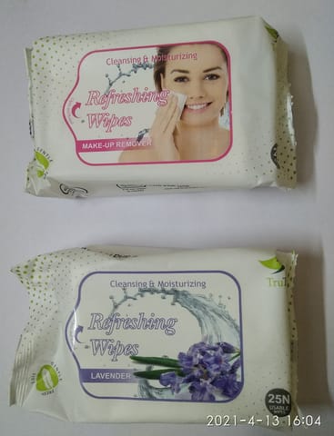 Refreshing Facial Wet Wipes (Pack of 2, 25-Tissues each, Random Fragnance)