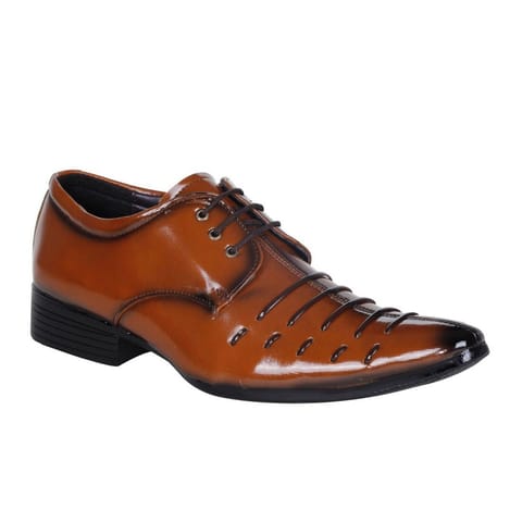 Men's Tan Brown Color Synthetic Leather Material  Casual Formal Shoes