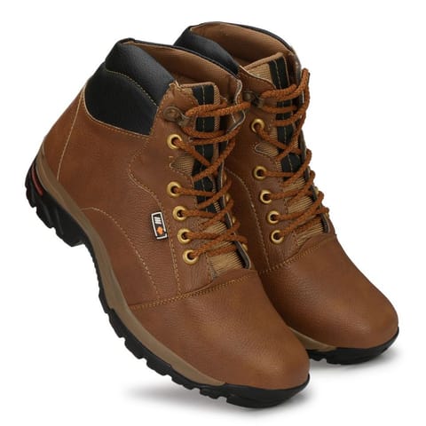 Men Tan,Brown Color Leatherette Material  Casual Boots