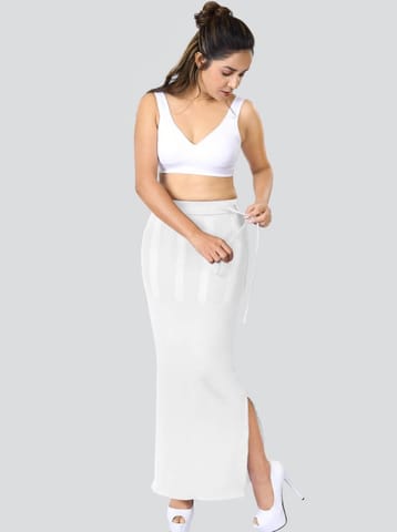 Dermawear Women's Saree Shapewear (Model: SS_406_Saree Shaper, Color:White, Material: 4D Stretch)